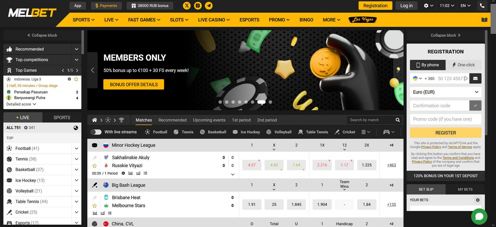 Casino en ligne Melbet et jeux vidéo avec croupiers en direct