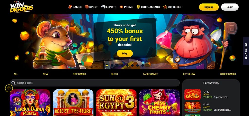 Win Diggers Casino Review - One of gambling enterprise with best bonuses